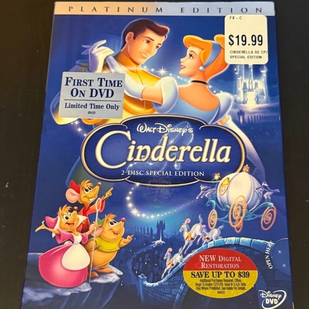 Disney Cinderella DVD – Platinum Edition – First Edition – Classic Animated